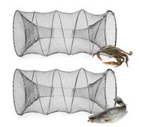2 giganti per pesci, 30 x 64 cm, pieghevoli, per pesca e granchi | Questa esca è dotata di robusti anelli in metallo e rete a maglia fine per una cattura sicura senza spazi di fuga