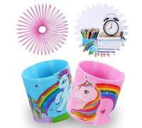 2 giocattoli magici a forma di unicorno, molle magiche arcobaleno in plastica multicolore, per bambini, divertimento primaverile per bambini, dimensioni 6,5 cm