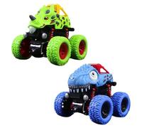 2 giocattoli per auto dinosauri, camion a vento per mostri per bambini, piccolo regalo per bambini, giocattolo dinosauro, adatto per bambini dai 3 anni in su, (verde, blu).