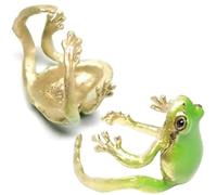 2 gioielli creativi a forma di rana, divertenti anelli aperti per donne, anello aperto regolabile, anello in resina verde, simpatici anelli a forma di animale, gioielli regalo per adulti e