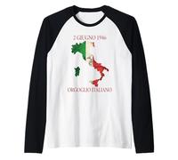 2 Giugno 1946 Festa della Repubblica Mappa Tricolore Maglia con Maniche Raglan