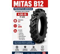 2 GOMME PNEUMATICI AGRICOLO TRATTORE 4 00 10 B12 MITAS 2 TELE APE MOTO Zappa,
