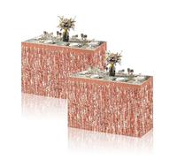 2 gonne da tavolo color oro rosa con frange metallizzate, decorazioni per la tavola per compleanni, matrimoni, fidanzamenti, addio al nubilato, addio al nubilato
