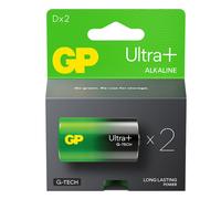 2 GP Ultra+ Batteria Alkalina G-Tech LR20 D Lunga Durata Blister Scadenza 2033