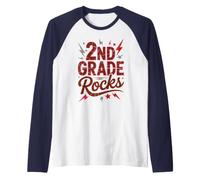 2° Grado Rocks First Day Band Teacher Besties Autografo Maglia con Maniche Raglan