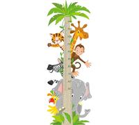 2 grafici di crescita dell'altezza dei cartoni animati, albero di cocco animali della giungla grafico da parete per bambini altezza per cameretta dei bambini soggiorno carta da parati