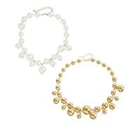 2 Grandi Collane di Perle, Collane di Perle alla Moda, Gioielli con Perle Finte, Accessori di Abbigliamento, Collane in Stile Punk