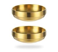 2 grandi piatti per salsa in acciaio inox, vassoio rotondo per condimenti, piatto per salse, ciotole per sushi, vassoi per antipasto, piatto per condimenti per ristorante, casa (12 cm, oro)