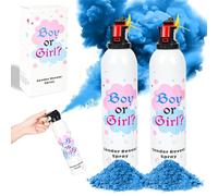 2 grandi spray per cipria Gender Reveal, per ragazzi o ragazze, accessori per feste, 100% sicuri ed ecologici (rosa) (blue)