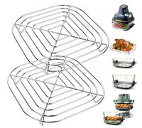 2 griglie Crisper in acciaio inossidabile compatibili con friggitrice ad aria in vetro Ninja, accessori per friggitrice ad aria Ninja Crispi Pro Airfryer AS101UK, lavabili in lavastoviglie, resistenti