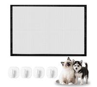 2 griglie di barriera per cani, 110 × 72 cm, senza foratura, griglia di protezione per porte nera senza foratura, con 8 ganci adesivi, griglia per cani e gatti
