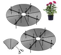 2 griglie per vasi da fiori, protezione per piante, gatto, 19/30/52 cm, possono essere tagliate, diametro della griglia per giardino, a prova di gatto, lunghezza unghie: 10 cm, colore nero