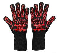 2 guanti da barbecue con impugnatura in silicone e resistenza al calore a 500 gradi per una manipolazione sicura di pentole e griglie calde (rosso)