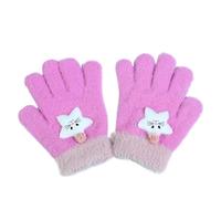 2 guanti invernali lavorati a maglia per bambini e bambine (rosso rosa)