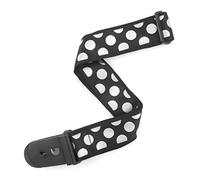 2" Guitar Strap, Large Polka Dot, Black w/Silver dots, by D'Addario
