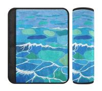 2 imbottiture per spalline, stile minimalista con onde blu astratte, per fermare la cintura di sicurezza nel collo, cintura di sicurezza per auto, imbottitura per spalla per zaino