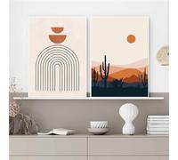 2 Immagini Set/Stampe a Parete,Poster Astratto Sole e Luna Dipinto su Tela Stampa Artistica Moderna Immagine Geometrica da Parete per Soggiorno Ufficio Decorazione Della Casa-40*60cm (senza telaio)
