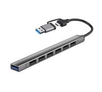 2 In 1 7 Porte USB Tipo C HUB Expander Splitter Lega di Alluminio Docking Station Ad Alta Velocità Per Il PC Portatile