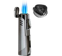2 in 1 Accendino Antivento, Accendino per Sigaro 3 Jet Flame Prevenire Il Vento