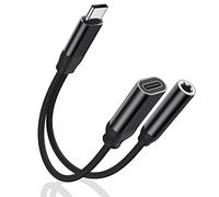 [2 in 1] Adattatore USB C a Jack da 3,5 mm per Cuffie e Ricarica, Cavo Audio Dongle Hi Fi con Porta di Ricarica Tipo C, per Samsung S24/S23/S22/S21/S20/S20+/A55/A54, Google Pixel, iPhone 15/15Pro/16