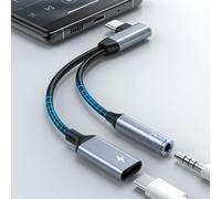 2 in 1 Adattatore USB C a Jack da 3.5mm per Cuffie, HiFi Audio Tipo C Adattatore Cavo Aux da 90°Ricarica PD60W per Auricolari Splitter per iPhone 15 Pro Max Plus/iPad,Samsung Galaxy S24 S23 S22/Huawei