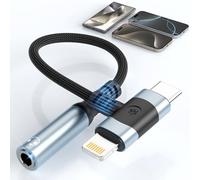 2-IN-1 Adattatore USB C + Lighting Jack 3,5 mm Adattatore Cuffie USB C Jack Chip DAC Adattatore Jack Lighting Aux Cavo Dongle HiFi Adattatore Cuffie per i-Phone 16 15 14 13, Samsung S24 S23, Argento