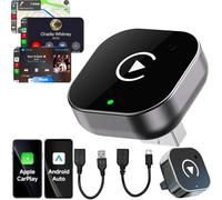 2 in 1 Adattatore Wireless Carplay, Converte Cavo a Wired Android Auto/Carplay in Wireless, Senza Fili Adattatore Carplay, Plug and Play, Supporto Ota, Compatibile con Auto Dal e Ios 10+