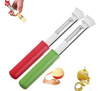 2 In 1 Apple Corer and Peeler - Stainless Steel Ergonomic Kitchen Gadget Effortlessly Remove Cores & Peel Skins for Apples Pears Bell Peppers & More (Red+Green)