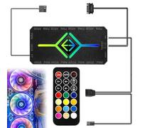 2 in 1 ARGB PWM Fan Hub Controller, 9 connettori per fan PWM a 4 pin e porte ARGB da 5 V, 3 pin, RGB Case Hub con alimentazione SATA 18 porte e base magnetica, velocità regolabile splitter (nero)