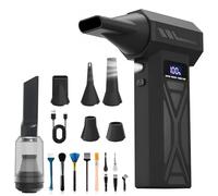 2-in-1 Aria Compressa Elettrico Rimuovi Polvere, 150000 RPM Spolverino Soffiatore Aspirapolvere, 4 Velocità Regolabili & Display LCD, Batteria 4000mAh Ricaricabile USB C per PC Auto Tastiera