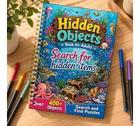 2-in-1 Art Coloring & Hidden Object Puzzle Planner - A5 Spiral-Bound Activity Log, Brain Training & Relaxation Journal for Adults & Anziani