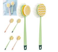 2-in-1 Bath Scrubber & Back Brush, Anti Slip Long Handle Bath Brush with Stiff and Soft Bristles, Exfoliating Shower Ball, 14 Inch Long Handle Back Cleaning Shower Brush (B*2pcs)