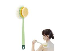 2-in-1 Bath Scrubber & Back Brush-Extra Long Handle,4-Inch Long-Handled Back Cleaning Bath Brush, Bristles, Exfoliating Shower Ball, Double-Sided Deep Cleaning, Wet or Dry (Green,Bristle Version)