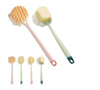 2-in-1 Bath Scrubber & Back Brush-Extra Long Handle, back scrubber for shower, Portable Shower Back Brush, Double-Sided Deep Cleaning, Wet or Dry (I)