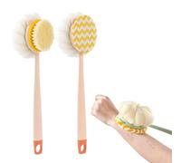 2-in-1 Bath Scrubber & Back Brush - Extra Long Handle, Dual-Sided Exfoliating Bath Brush for Deep Cleaning & Gentle Body Washing, Soft Bristles for Sensitive Skin (B-Pink Two-piece Suit)