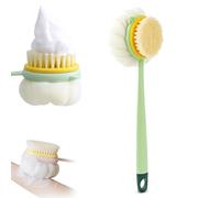 2-in-1 Bath Scrubber & Back Brush - Extra Long Handle, Soft Bristles, Exfoliating Shower Ball, Relaxation Bathing Tool for Men and Women (1PCS-A)