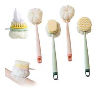 2-in-1 Bath Scrubber & Back Brush - Extra Long Handle, Soft Bristles, Exfoliating Shower Ball, Relaxation Bathing Tool for Men and Women (4PCS)