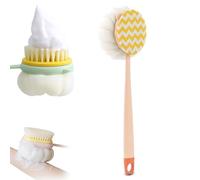 2-in-1 Bath Scrubber & Back Brush - Extra Long Handle, Soft Bristles, Exfoliating Shower Ball, Relaxation Bathing Tool for Men and Women (1PCS-C)