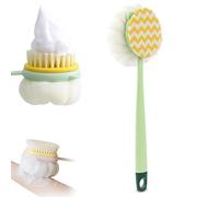 2-in-1 Bath Scrubber & Back Brush - Extra Long Handle, Soft Bristles, Exfoliating Shower Ball, Relaxation Bathing Tool for Men and Women (1PCS-D)