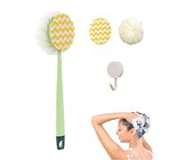 2-in-1 Bath Scrubber & Back Brush, Long Handle Bath Brush for Shower, Soft Bristles, Exfoliating Shower Ball (green,type A)