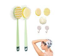2-in-1 Bath Scrubber & Back Brush, Long Handle Bath Brush for Shower, Soft Bristles, Exfoliating Shower Ball (green,type B)
