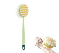 2-in-1 Bath Scrubber & Back Scrubber for Shower -Extra Long Handle, Soft Bristles, Long-Handled Back Cleaning Bath Brush with Bath Balls and Bristles (Green(Fabric Version))
