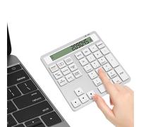 2 in 1 Bluetooth Numpad con calcolatrice, calcolo 34 tasti, tastierino numerico a doppia modalità Bluetooth + adattatore USB 2,4 G con calcolo, tastierino numerico senza fili per smartphone, PC, Mac