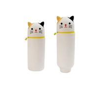 2-In-1 Carino Cartoon Panda Astuccio Rosa, Organizzatore Multifunzionale - Astuccio Legami Per Le Ragazze, Adatto Agli Studenti, Borsa Cartoon & Sac À Stylos Kawaii Per Scuole (White Cat)