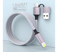 2 IN 1 Cavo da USB C a Lightning [Certificato Apple MFi] 1.8M Cavo di ricarica veloce per iPhone, cavo USB-C Power Delivery di Apple per iPhone 13/12 Pro Max/11/ Mini/X/Xs/Xr/8/7/6/5S/5E