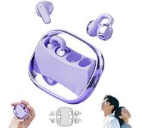 2 in 1 Clip on Open Ear Headphones Wireless Earbuds - Bluetooth 5.4 in Ear Buds Light Weight Headphones, Deep Bass Sound,Built in Mics Headset, Clear Calls Earphones for Couple Daily Use (Purple)