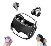 2 in 1 Clip on Open Ear Headphones Wireless Earbuds - Bluetooth 5.4 in Ear Buds Light Weight Headphones, Deep Bass Sound,Built in Mics Headset, Clear Calls Earphones for Couple Daily Use (Black)