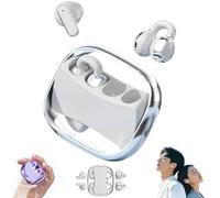 2 in 1 Clip on Open Ear Headphones Wireless Earbuds - Bluetooth 5.4 in Ear Buds Light Weight Headphones, Deep Bass Sound,Built in Mics Headset, Clear Calls Earphones for Couple Daily Use (White)