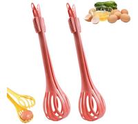 2 in 1 clip per alimenti e frusta per uova, strumento da cucina portatile multifunzionale per cucinare insalata e mescolare uova e pasta (rosso x 2 pezzi)