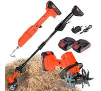 2 in 1 coltivatore elettrico da giardino e zappa, rotavatore senza fili con palo telescopico per un facile giardinaggio, coltivazione del suolo e rottura del terreno